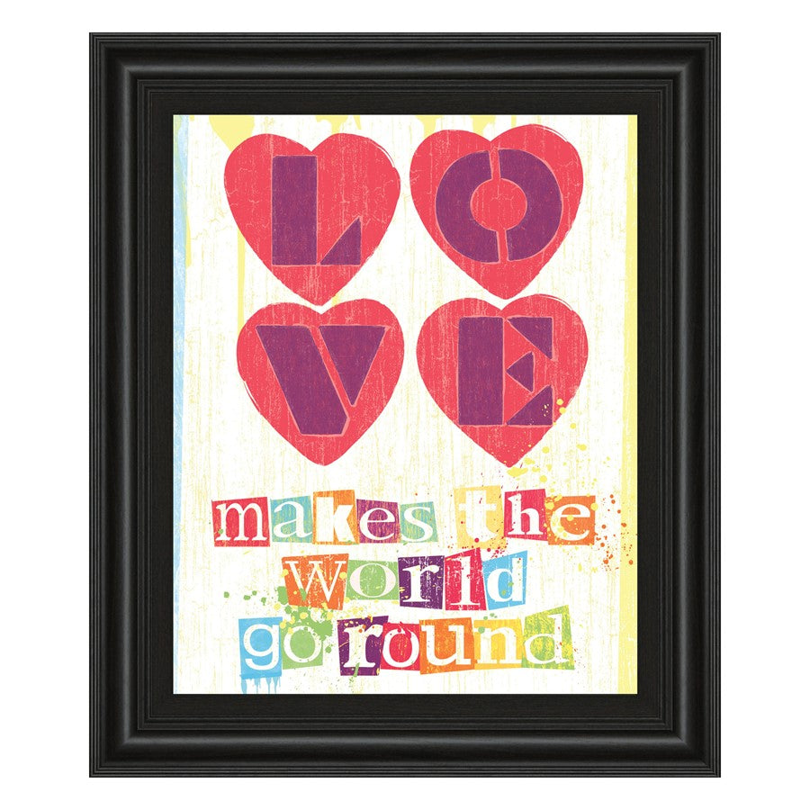 Classy Living Love Makes World Wall Art 22x26in | Contemporary Multicolor Paper Art in Midnight Aura MDF Frame | Living Room & Bedroom | Model 4968