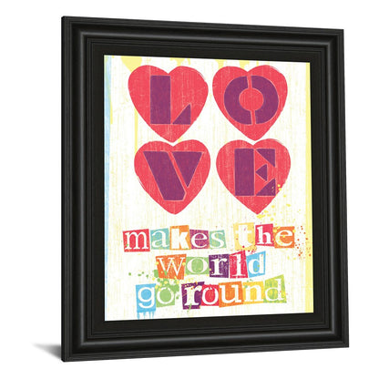 Classy Living Love Makes World Wall Art 22x26in | Contemporary Multicolor Paper Art in Midnight Aura MDF Frame | Living Room & Bedroom | Model 4968