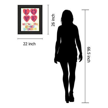 Classy Living Love Makes World Wall Art 22x26in | Contemporary Multicolor Paper Art in Midnight Aura MDF Frame | Living Room & Bedroom | Model 4968
