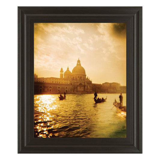 Classy Living Golden Gondola Glow Wall Art 22x26in | Contemporary Dark Chocolate MDF Frame with Glass | Living Room & Office Decor | 22 x 26 | Model 4976