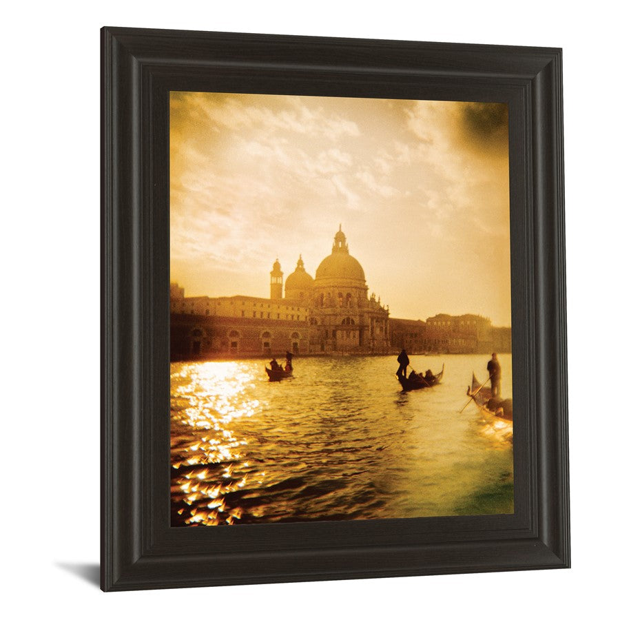 Classy Living Golden Gondola Glow Wall Art 22x26in | Contemporary Dark Chocolate MDF Frame with Glass | Living Room & Office Decor | 22 x 26 | Model 4976