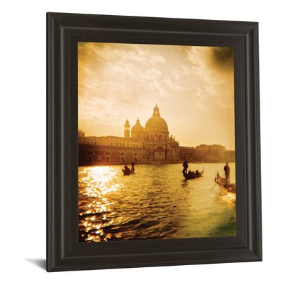 Classy Living Golden Gondola Glow Wall Art 22x26in | Contemporary Dark Chocolate MDF Frame with Glass | Living Room & Office Decor | 22 x 26 | Model 4976