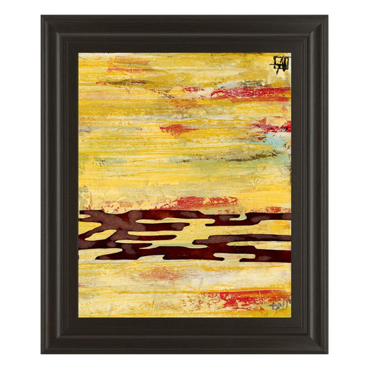 Classy Living Tire Mark II 22x26in Wall Art | Contemporary Mixed Media on Paper in Dark Chocolate MDF Frame | Living Room & Office Abstract | Model 4993
