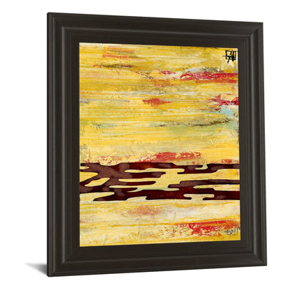 Classy Living Tire Mark II 22x26in Wall Art | Contemporary Mixed Media on Paper in Dark Chocolate MDF Frame | Living Room & Office Abstract | Model 4993
