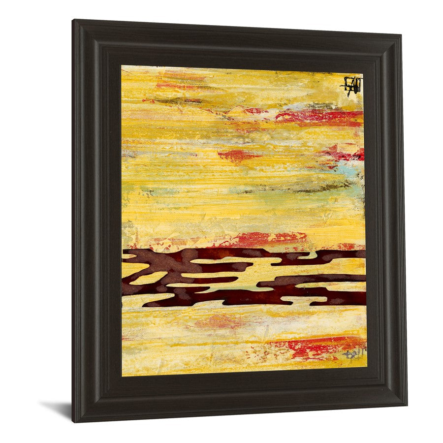 Classy Living Tire Mark II 22x26in Wall Art | Contemporary Mixed Media on Paper in Dark Chocolate MDF Frame | Living Room & Office Abstract | Model 4993
