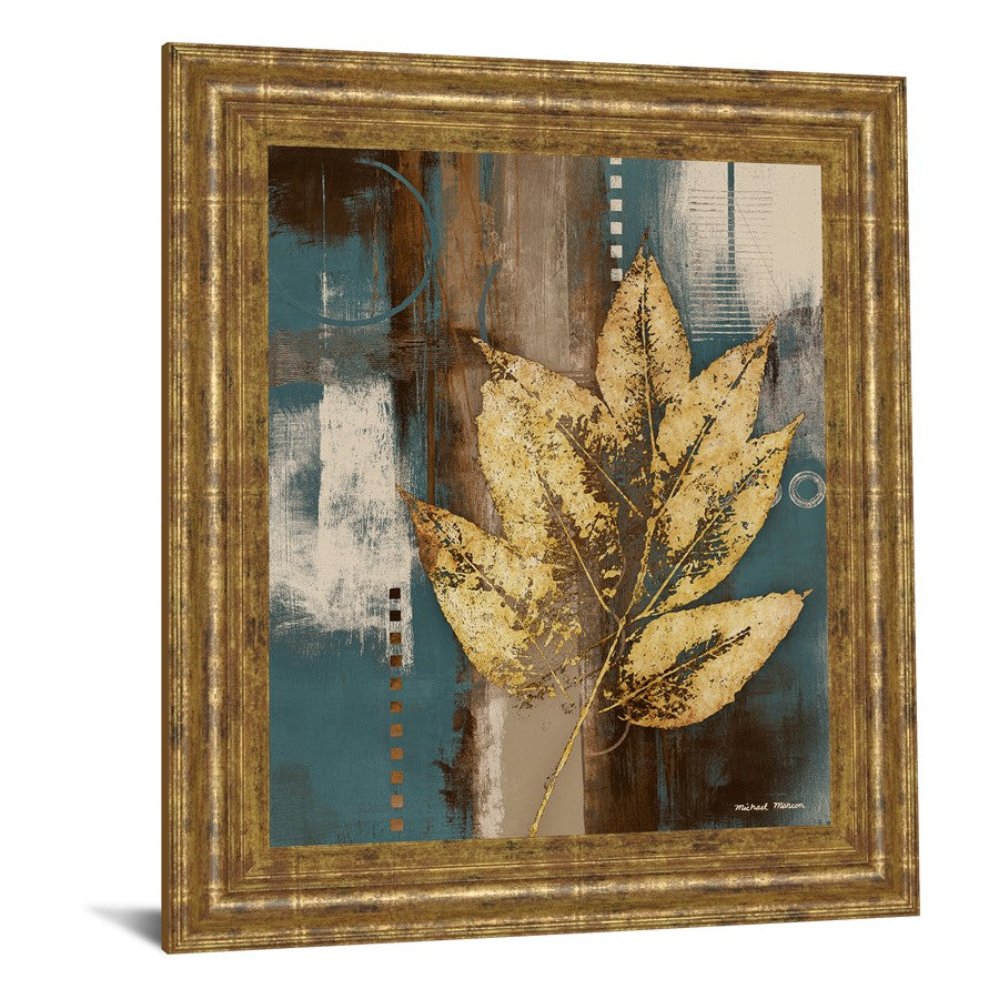 Classy Living Golden Leaf Harmony 22x26in Wall Art | Contemporary Gilded Radiance Frame on Paper | Living Room & Bedroom Botanical Decor | 1 | Model 8011