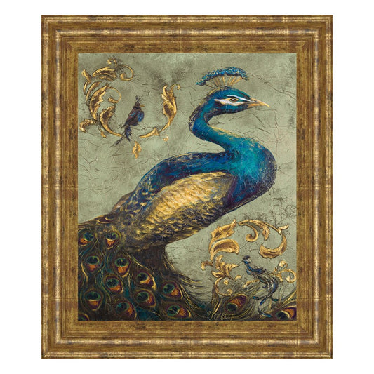 Classy Living Majestic Azure Plumage 22x26in Wall Art | Traditional Gilded Radiance MDF Frame | Living Room & Bedroom Focal Point | 1 x 22 x | Model 8017