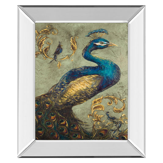 Classy Living Majestic Azure Plumage 22x26in Wall Art | Traditional Multicolor Paper on Mirrored Frame | Living Room & Bedroom Decor | 22 x | Model 8017MF