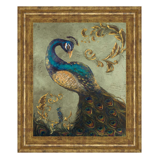Classy Living Regal Peacock 22x26in Wall Art | Contemporary Gilded Radiance Frame | Living Room & Bedroom Decor | 22 x 26 x 1 in | Model 8018