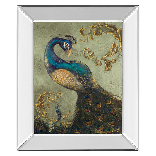 Classy Living Regal Peacock 22x26in Wall Art | Contemporary Mirrored Frame | Living Room & Bedroom Decor | 22 x 26 x 3 in | Model 8018MF