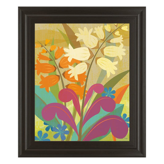 Classy Living Lily Of The Valley 22x26in Wall Art | Contemporary Multicolor Botanical Print in Dark Chocolate MDF Frame | Living Room & | Model 8031