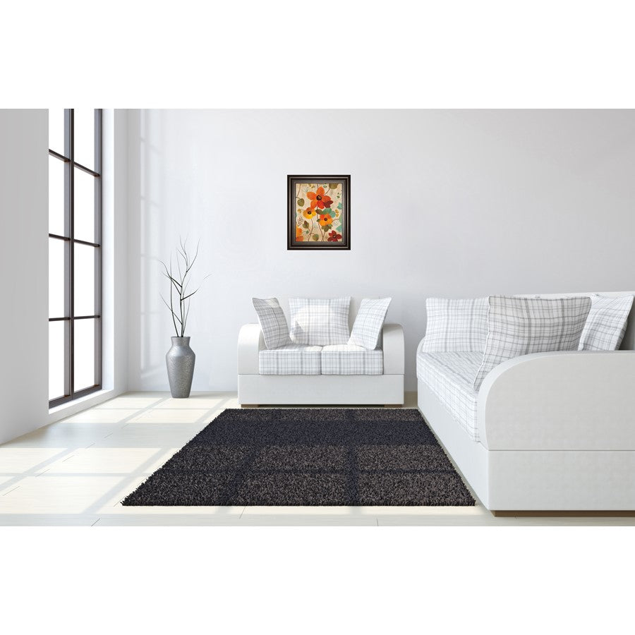 Classy Living Sunlit Bloomscape 22x26in Wall Art | Contemporary Multicolor Floral on Paper, Dark Chocolate MDF Frame | Living Room & Bedroom | Model 8044