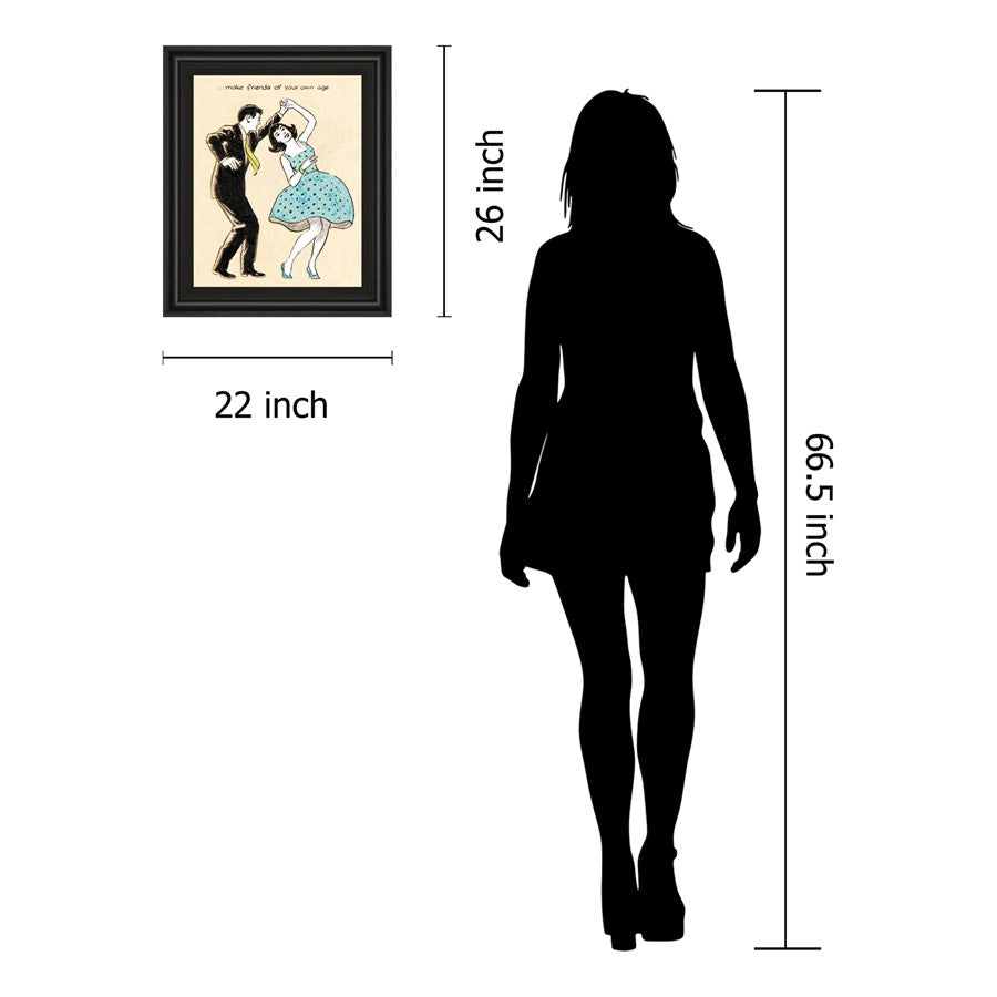 Classy Living Dancing Duo 22x26in Wall Art | Contemporary Midnight Aura MDF Frame with Glass | Living Room & Office Decor | 22 x 26 x 1 in | Model 8048