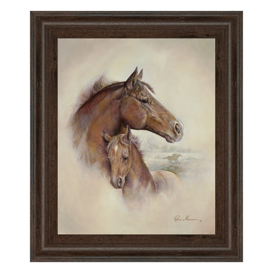 Classy Living Equine Grace 22x26in Wall Art | Traditional Cinnamon Mocha MDF Frame with Glass | Living Room & Office Decor | 22 x 26 x 1 in | Model 8072