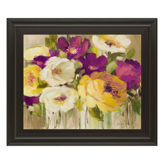 Classy Living Floral Harmony 26x22in Wall Art | Contemporary Mixed Media on Paper in Dark Chocolate MDF Frame | Living Room & Bedroom Floral | Model 8075