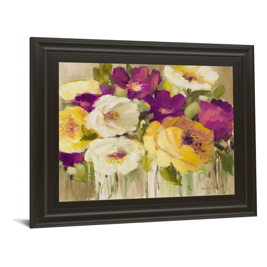 Classy Living Floral Harmony 26x22in Wall Art | Contemporary Mixed Media on Paper in Dark Chocolate MDF Frame | Living Room & Bedroom Floral | Model 8075