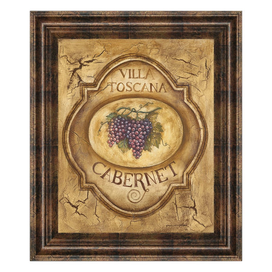 Classy Living Tuscan Grapes 22x26in Wall Art | Contemporary Multicolor Paper on MDF in Dark Chocolate Frame | Kitchen & Dining Room Decor | Model 8082