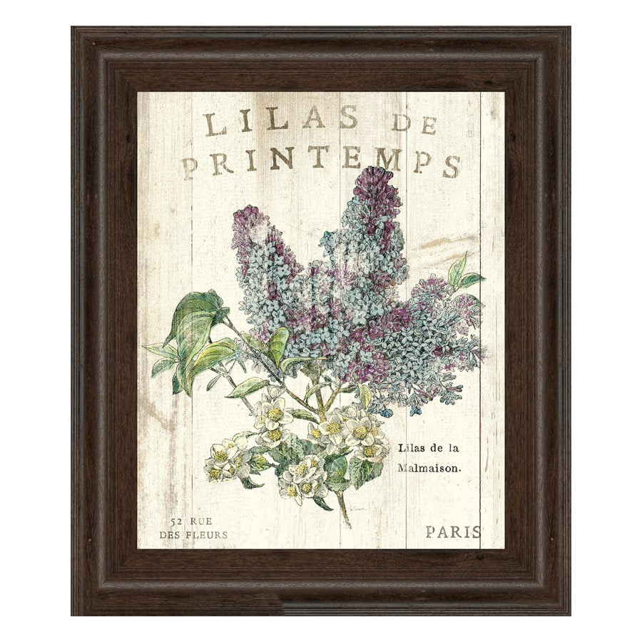 Classy Living Spring Iliac Dreams 22x26in Wall Art | Contemporary Floral Print in Brown MDF Frame | Living Room & Bedroom Decor | 22 x 26 x 1 | Model 8109