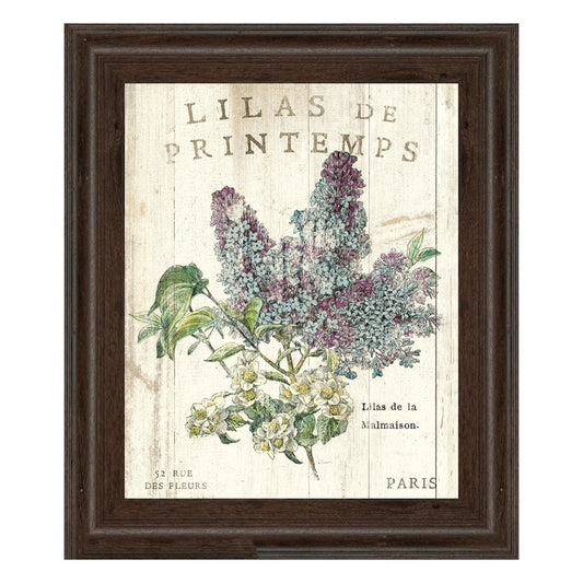 Classy Living Spring Iliac Dreams 22x26in Wall Art | Contemporary Floral Print in Brown MDF Frame | Living Room & Bedroom Decor | 22 x 26 x 1 | Model 8109