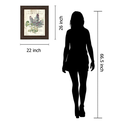 Classy Living Spring Iliac Dreams 22x26in Wall Art | Contemporary Floral Print in Brown MDF Frame | Living Room & Bedroom Decor | 22 x 26 x 1 | Model 8109