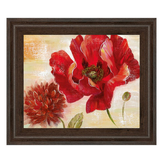 Classy Living Passion Blooms 26x22in Wall Art | Contemporary Multicolor Poppy Print with Cinnamon Mocha MDF Frame | Living Room & Bedroom | Model 8135