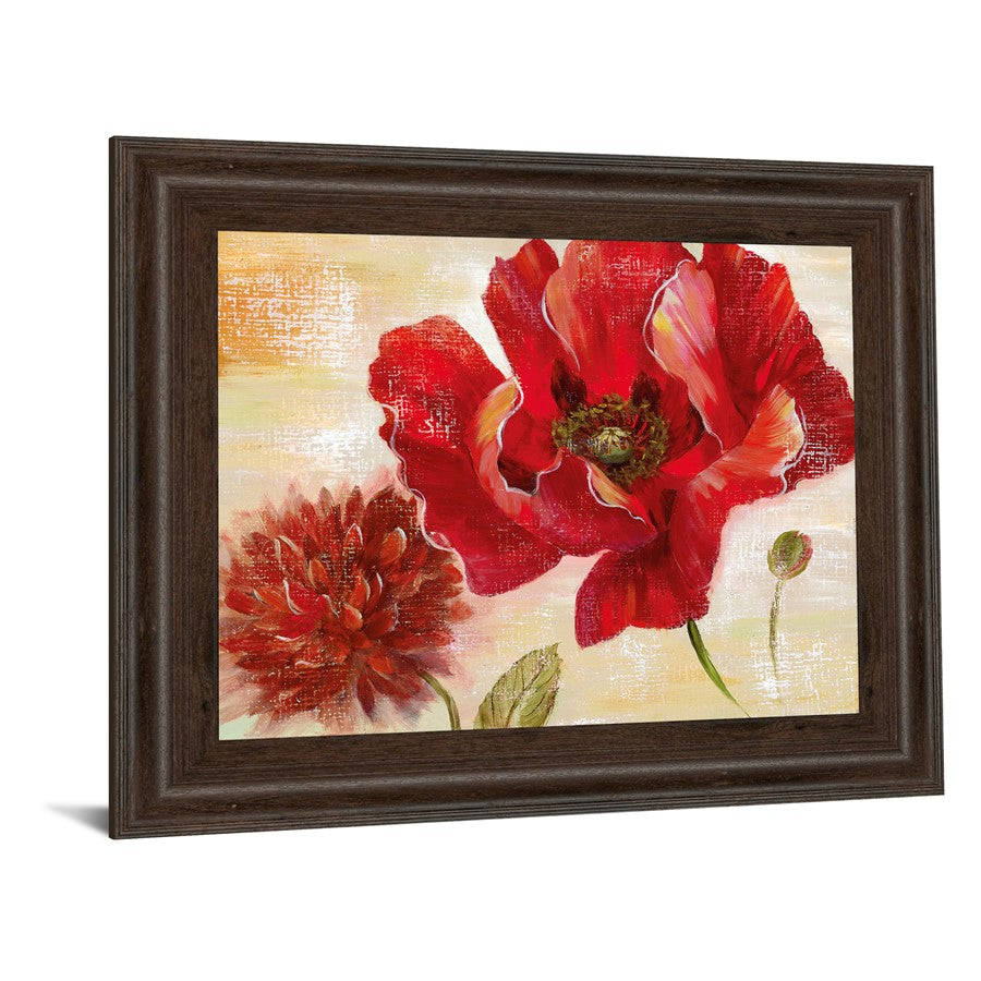 Classy Living Passion Blooms 26x22in Wall Art | Contemporary Multicolor Poppy Print with Cinnamon Mocha MDF Frame | Living Room & Bedroom | Model 8135
