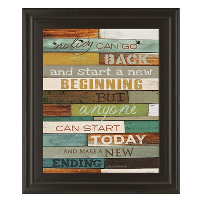 Classy Living Make A New Ending Wall Art 22x26in | Contemporary Framed Graphic Art with Inspirational Quote | Dark Chocolate MDF Frame | Model 8155