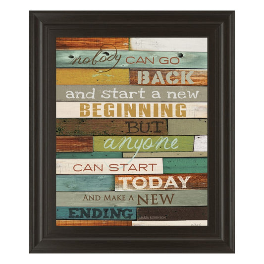 Classy Living Make A New Ending Wall Art 22x26in | Contemporary Framed Graphic Art with Inspirational Quote | Dark Chocolate MDF Frame | Model 8155