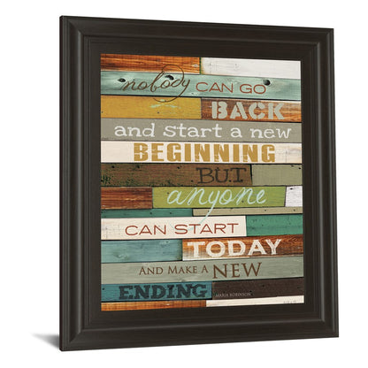 Classy Living Make A New Ending Wall Art 22x26in | Contemporary Framed Graphic Art with Inspirational Quote | Dark Chocolate MDF Frame | Model 8155