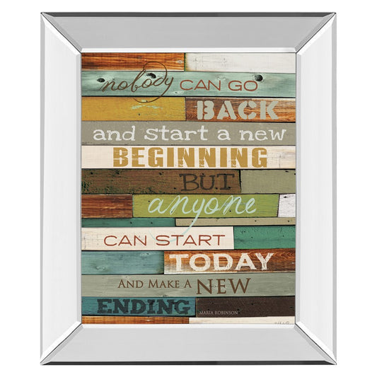 Classy Living Make A New Ending Wall Art 22x26in | Contemporary Mirrored Frame Motivational Typography | Living Room & Office Decor | 22 x | Model 8155MF