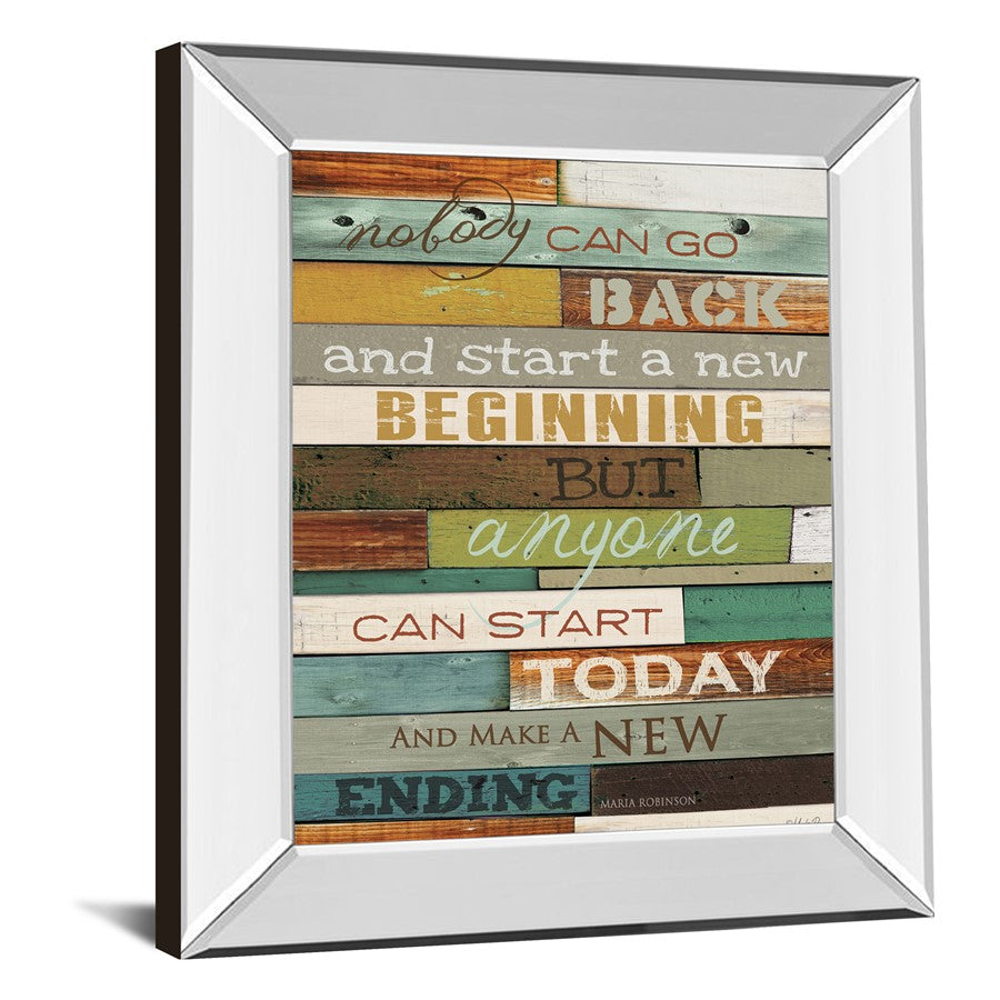 Classy Living Make A New Ending Wall Art 22x26in | Contemporary Mirrored Frame Motivational Typography | Living Room & Office Decor | 22 x | Model 8155MF