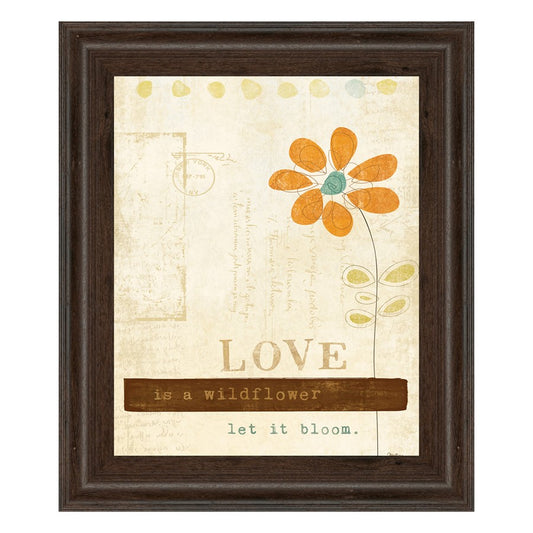 Classy Living Amber Wildflower Wall Art 22x26in | Contemporary Botanical Graphic Art with Cinnamon Mocha MDF Frame | Living Room & Bedroom | Model 8157