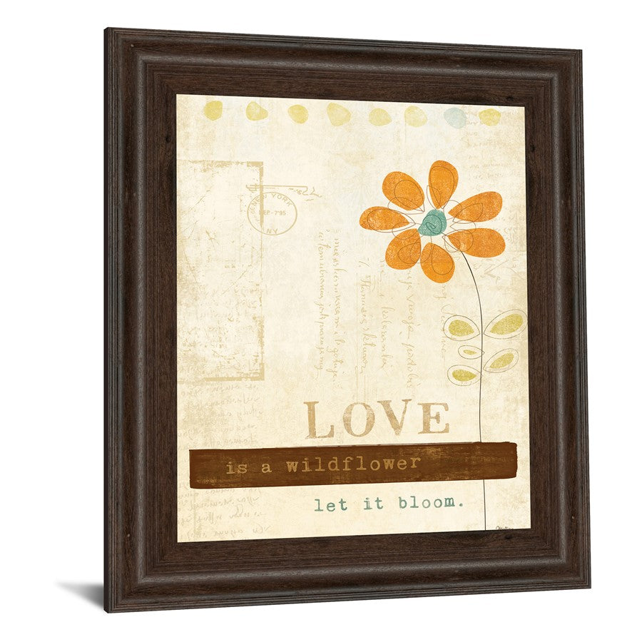 Classy Living Amber Wildflower Wall Art 22x26in | Contemporary Botanical Graphic Art with Cinnamon Mocha MDF Frame | Living Room & Bedroom | Model 8157