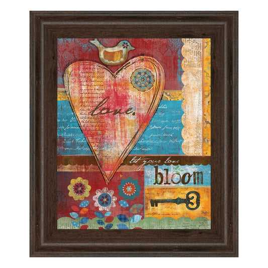 Classy Living Love Blooms 22x26in Wall Art | Contemporary Multicolor Paper on MDF in Cinnamon Mocha Frame | Living Room & Bedroom Decor | 1 x | Model 8159