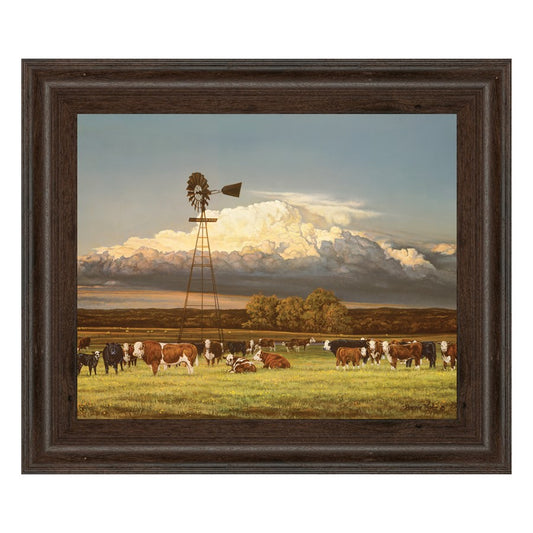 Classy Living Summer Pastures 26x22in Wall Art | Traditional Cinnamon Mocha MDF Frame with Glass | Living Room & Farmhouse Kitchen Decor | 26 | Model 8177
