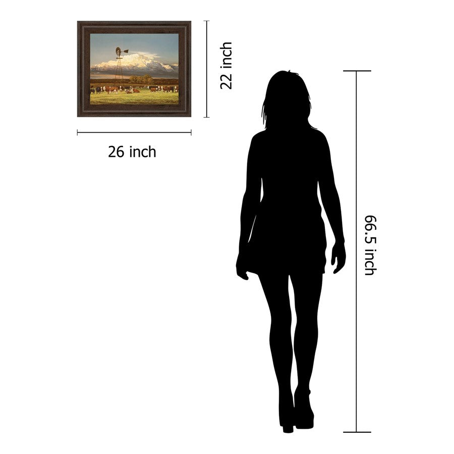 Classy Living Summer Pastures 26x22in Wall Art | Traditional Cinnamon Mocha MDF Frame with Glass | Living Room & Farmhouse Kitchen Decor | 26 | Model 8177