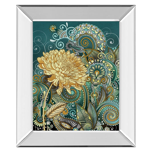 Classy Living Marigold Whimsy 22x26in Wall Art | Contemporary Mirrored Frame with Golden Floral Print | Living Room & Bedroom Decor | 22 x | Model 8182MF