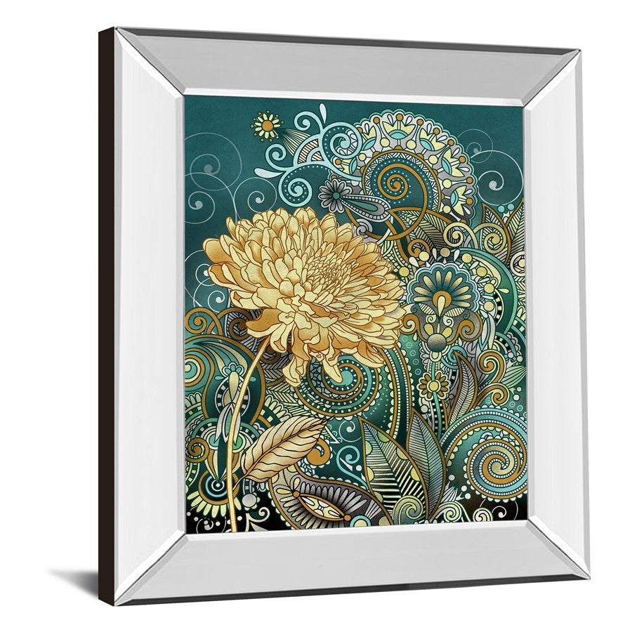 Classy Living Marigold Whimsy 22x26in Wall Art | Contemporary Mirrored Frame with Golden Floral Print | Living Room & Bedroom Decor | 22 x | Model 8182MF