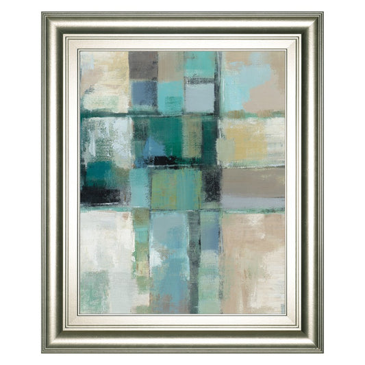 Classy Living Island Hues 22x26in Wall Art | Contemporary Abstract on Paper with Silver Serenity MDF Frame | Living Room & Office Decor | 1 x | Model 8184