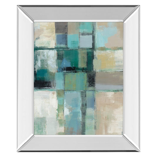 Classy Living Island Hues Wall Art 22x26in | Contemporary Abstract on Paper in Mirrored Frame | Living Room & Office Decor | 22 x 26 x 3 in | Model 8184MF