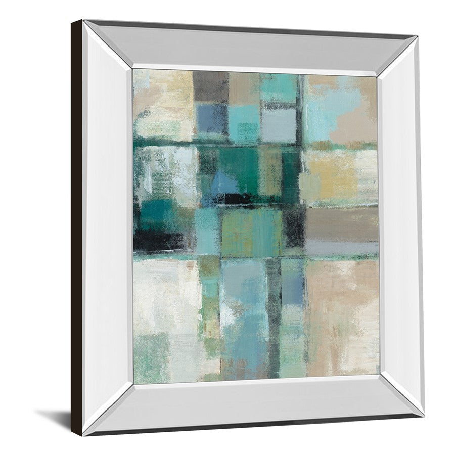 Classy Living Island Hues Wall Art 22x26in | Contemporary Abstract on Paper in Mirrored Frame | Living Room & Office Decor | 22 x 26 x 3 in | Model 8184MF
