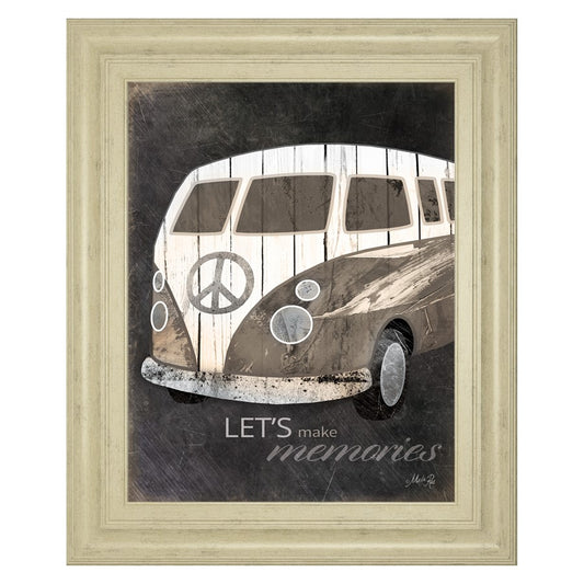 Classy Living Memory Van Wall Art 22x26in | Contemporary MDF Frame with Ivory Bliss Finish | Living Room & Office Decor | 1 x 22 x 26 in | Model 8190