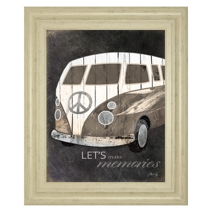 Classy Living Memory Van Wall Art 22x26in | Contemporary MDF Frame with Ivory Bliss Finish | Living Room & Office Decor | 1 x 22 x 26 in | Model 8190