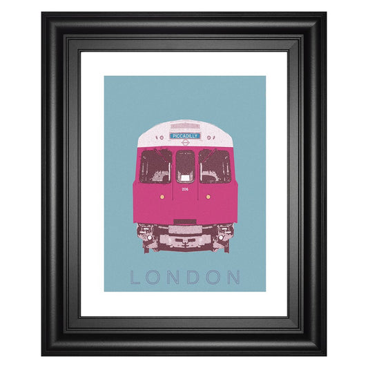 Classy Living Piccadilly Train Wall Art 22x26in | Contemporary Multicolor Graphic Art on Paper in Black MDF Frame | Living Room & Office | Model 8199