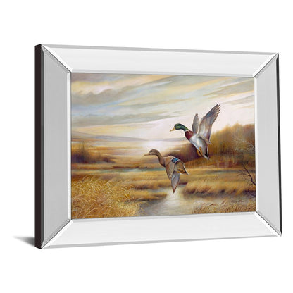 Classy Living Mallard Flight Wall Art 26x22in | Traditional Wildlife Painting with Mirrored Frame | Living Room & Office Decor | 26 x 22 x | Model 8207MF