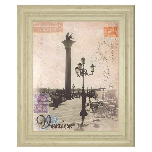 Classy Living Venetian Charm Wall Art 22x26in | Contemporary Multicolor Paper Print in Ivory Bliss MDF Frame | Living Room & Office Decor | 1 | Model 8229