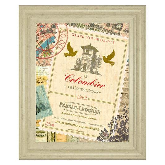 Classy Living Vintage Wine Label Wall Art 22x26in | Traditional Ivory Bliss MDF Frame | Dining Room & Wine Cellar Decor | 1 x 22 x 26 in | Model 8230
