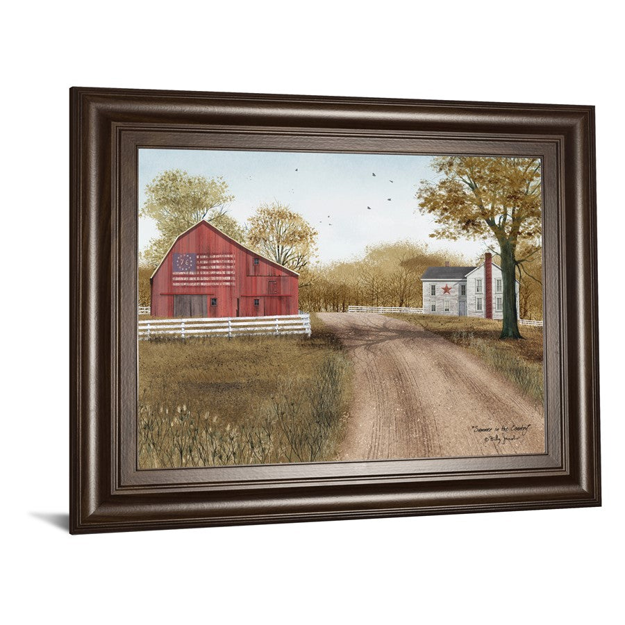 Classy Living Country Road Wall Art 26x22in | Traditional Cinnamon Mocha MDF Frame with Real Glass | Living Room & Office Decor | 1 x 26 x 22 | Model 8245