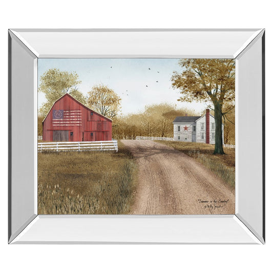 Classy Living Country Road Wall Art 26x22in | Traditional Mirrored Frame | Living Room & Office Decor | 26 x 22 x 3 in | Model 8245MF