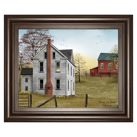 Classy Living Morning Serenity Wall Art 26x22in | Traditional Farmhouse Graphic Art in Cinnamon Mocha MDF Frame | Living Room, Office & Den | Model 8248